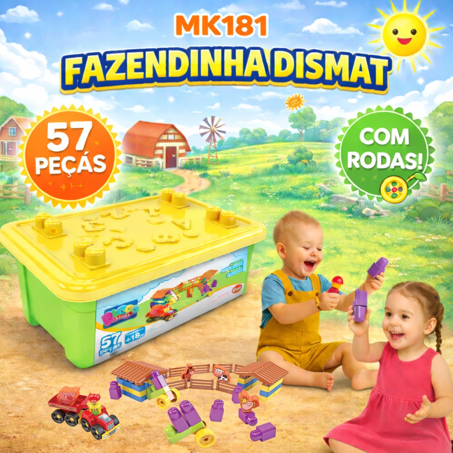 MK181 FAZENDINHA BLOCOS (4PC) — Dismat Brinquedos | Dismat Brinquedos