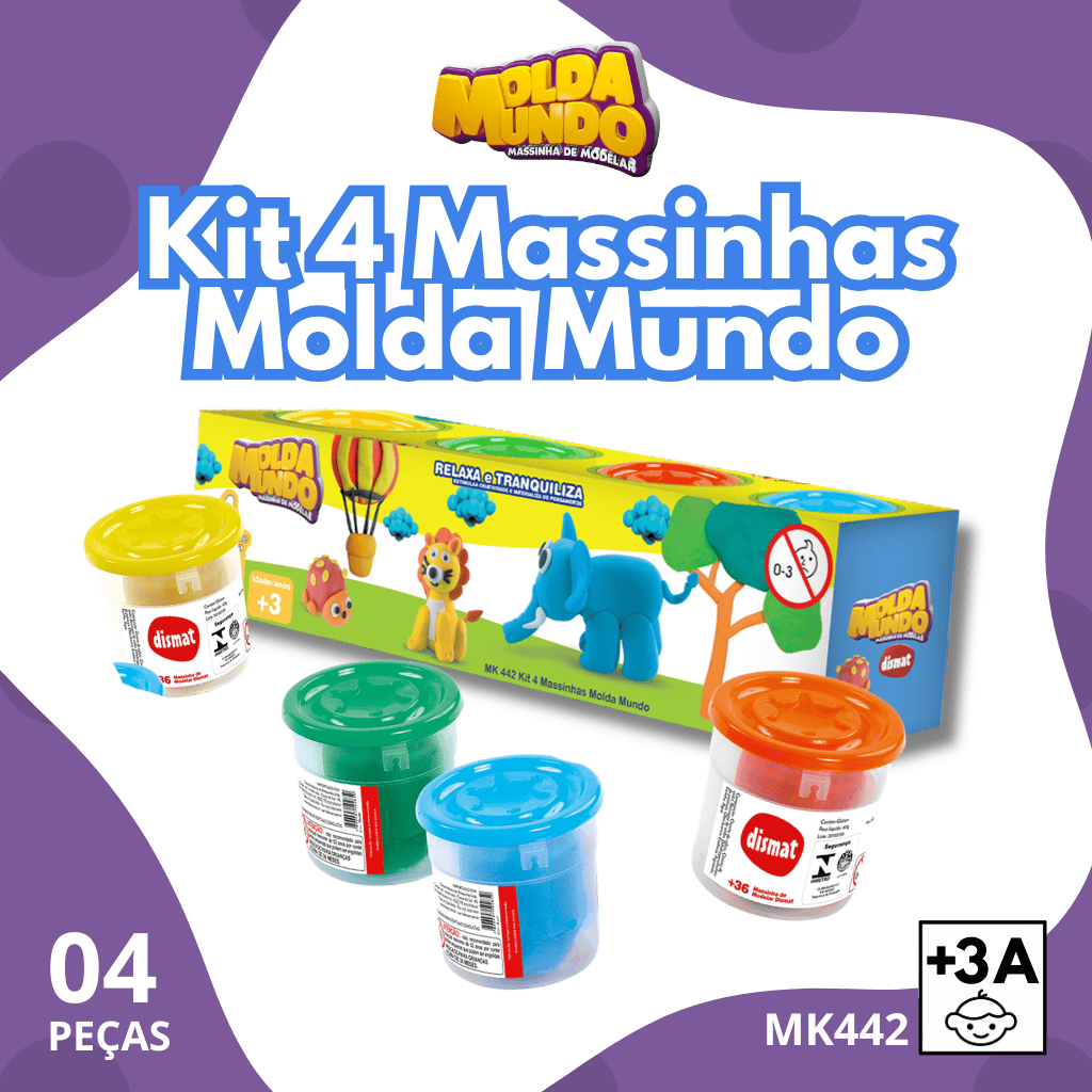 MK442 KIT 4 MASSINHAS MOLDA MUNDO (12PÇ)