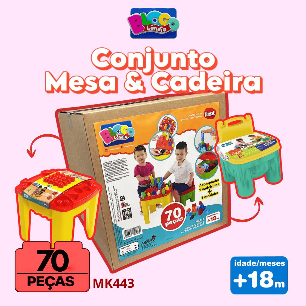 MK443 CONJUNTO MESA E CADEIRA BLOCOLANDIA (1PÇ)