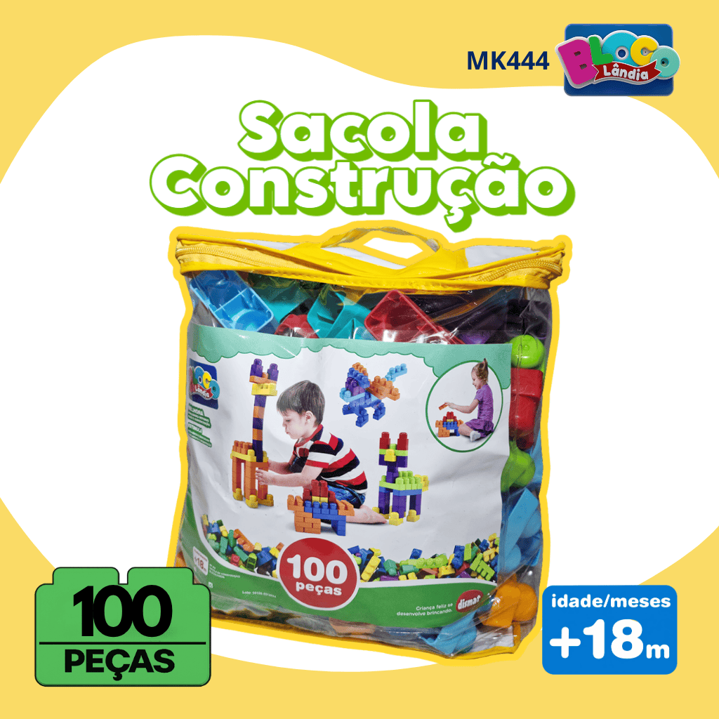 MK444 SACOLA CONSTRUÇÃO BLOCOLANDIA 100 PEÇAS (4PÇ)