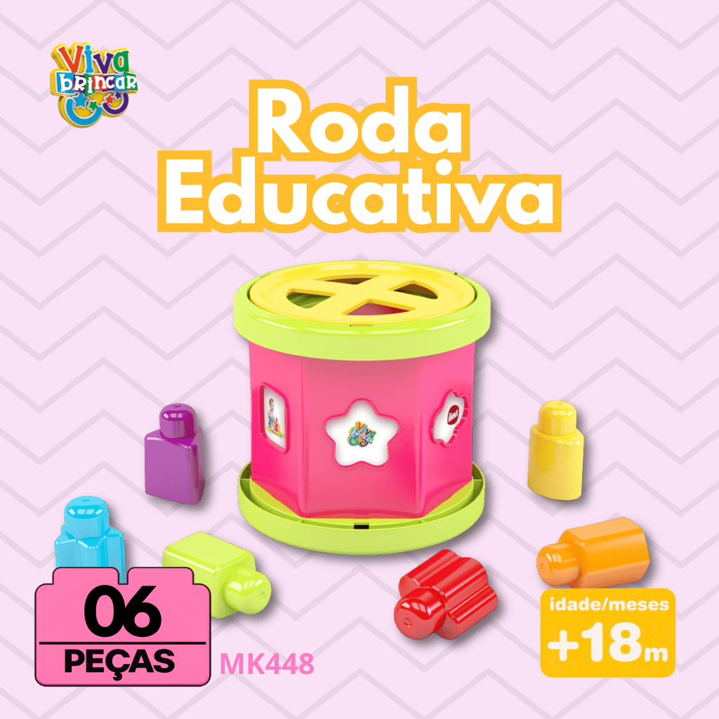 MK448 RODA EDUCATIVA VIVA BRINCAR ROSA (6PÇ)