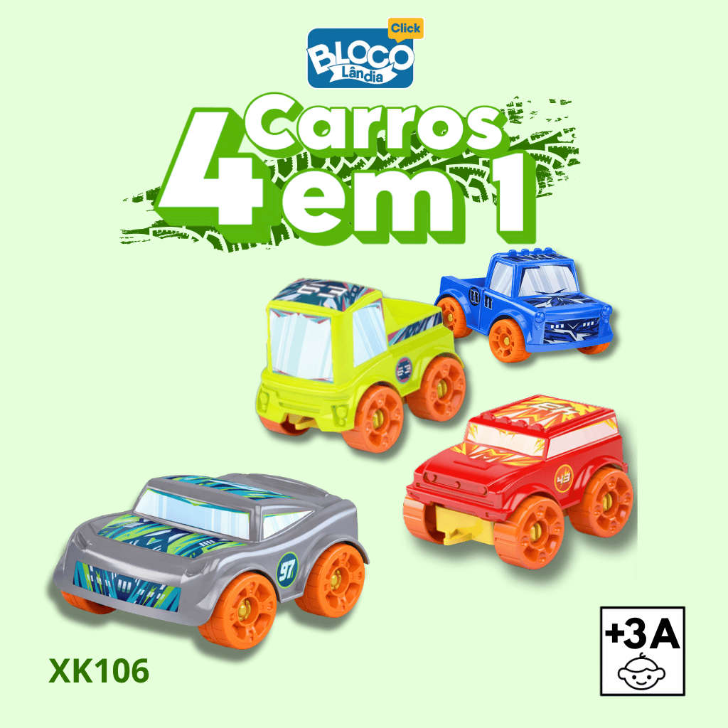 XK106 CARRO 4 EM 1 BLOCOLANDIA (12PÇ)