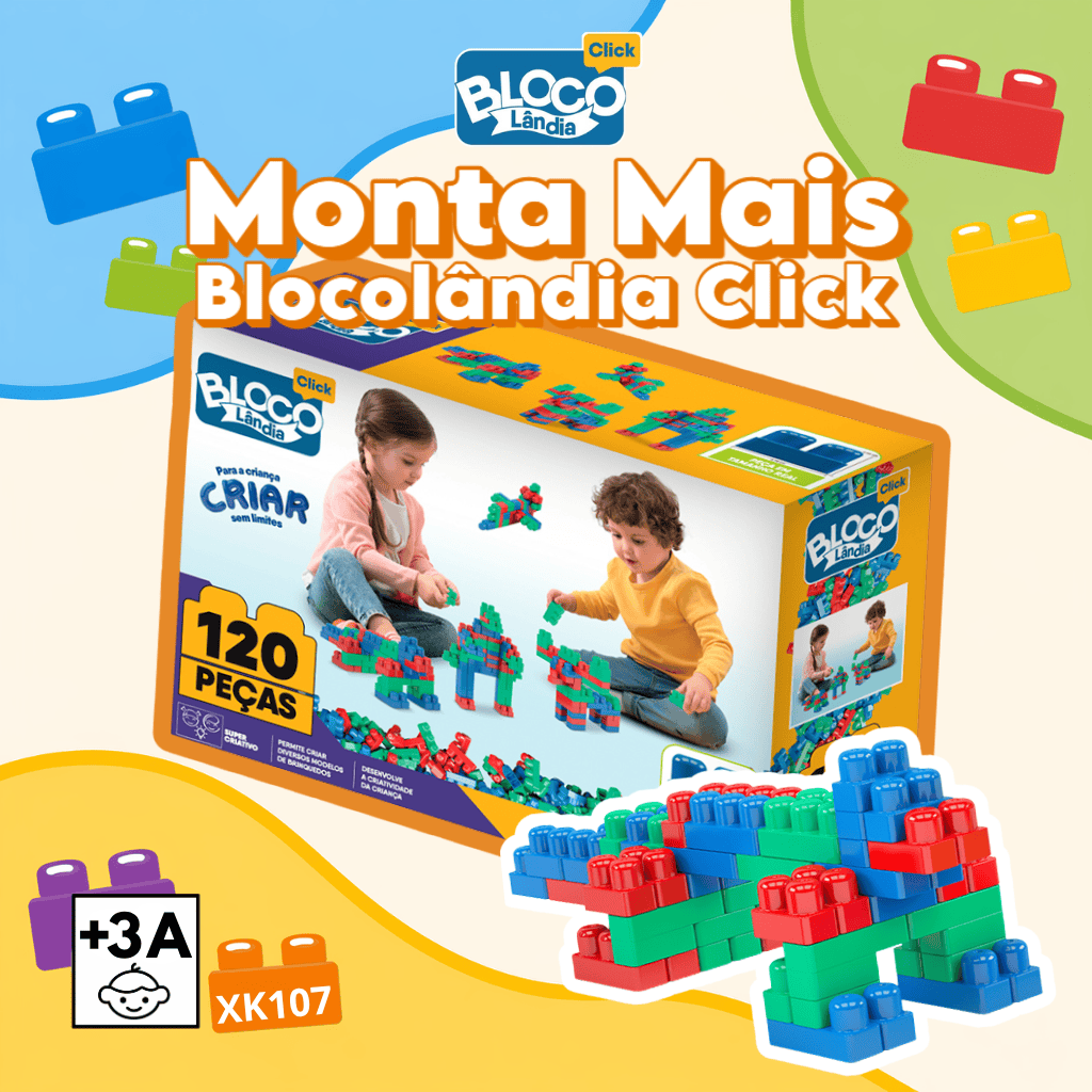 XK107 MONTA MAIS BLOCOLANDIA CLICK 120 PEÇAS (4PÇ)