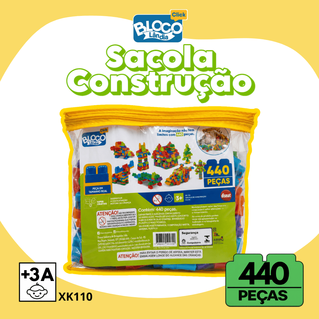 XK110 SACOLA CONSTRUÇÃO CLICK 440 PEÇAS (4PÇ)
