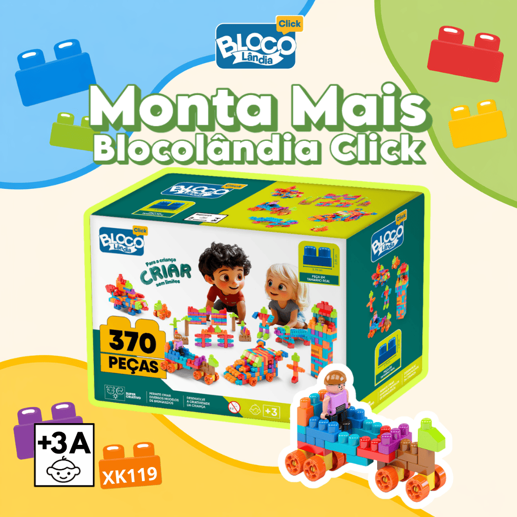 XK119 MONTA MAIS BLOCOLANDIA CLICK 370 PEÇAS (4PÇ)