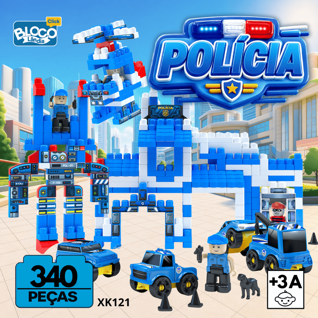 XK121 POLICIA CLICK 340 PEÇAS (2PÇ)
